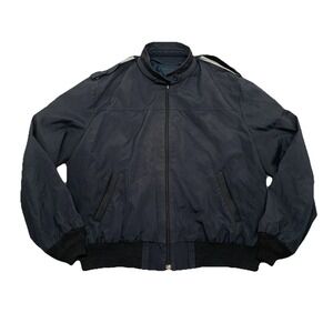 Porsha By Winer Bomber Jacket Full Zip Men XL Navy Epaulettes Varsity VTG 80s